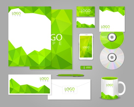 Green corporate identity template with polygonsのイラスト素材
