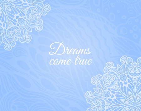 Light blue background with floral doodleのイラスト素材