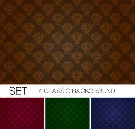 Set of seamless background with Damascus ornamentのイラスト素材