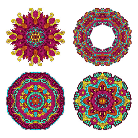 Colorful round floral design elementsのイラスト素材