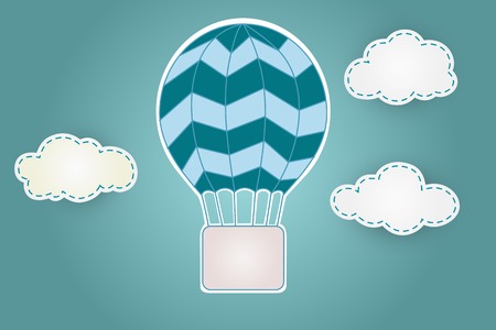 Blue aerostat with cloudsのイラスト素材