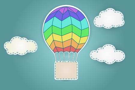 Colorful aerostat with cloudsのイラスト素材