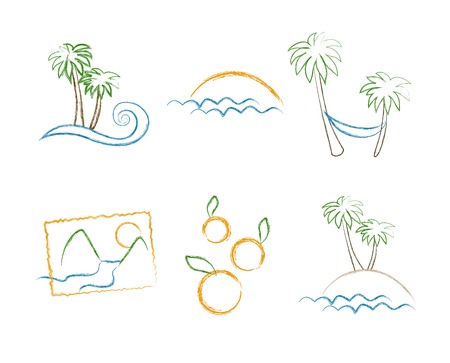 Set of hot summer holiday sketchsのイラスト素材
