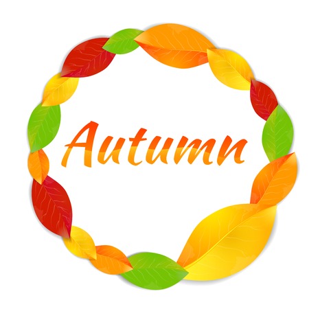 Round frame with autumn leavesのイラスト素材