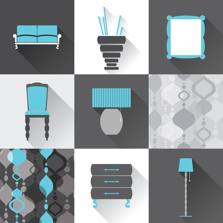 Set of flat furniture iconsのイラスト素材