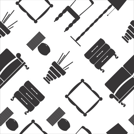Seamless pattern with flat furniture iconsのイラスト素材