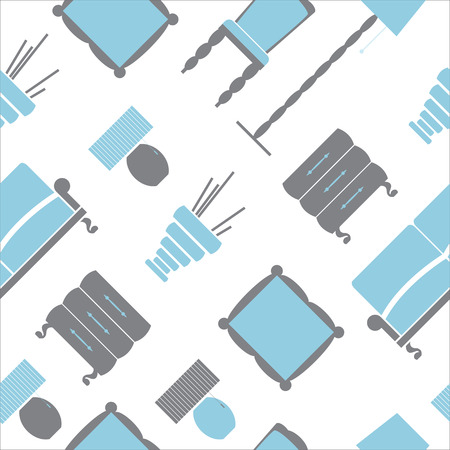 Seamless pattern with flat furniture iconsのイラスト素材