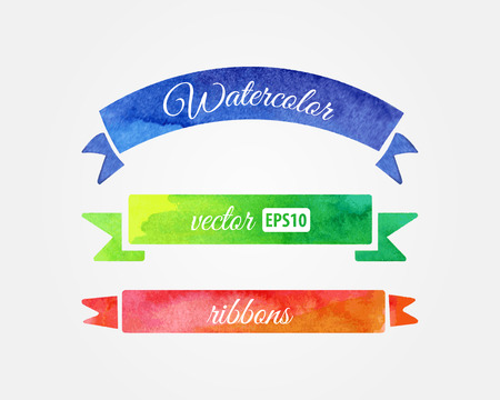 Watercolor vector ribbonsのイラスト素材