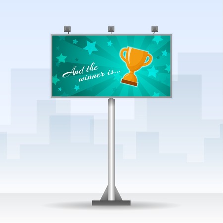 Outdoor billboard with winners cupのイラスト素材