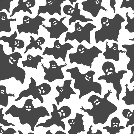 Funny ghost seamless pattern isolated on white. Vecor illustrationのイラスト素材