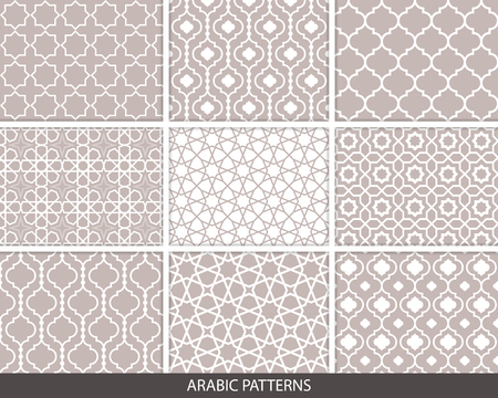 Set of nine Arabic seamless patterns. Vector illustrationのイラスト素材