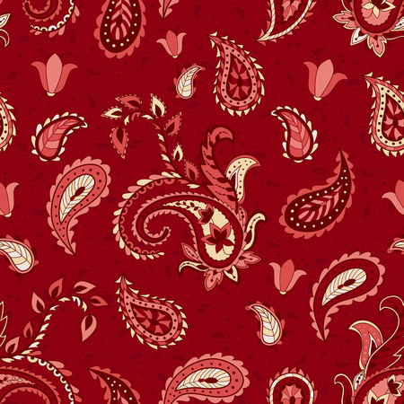 Colorful vintage floral seamless pattern. Paisley ornament. Oriental motif.のイラスト素材