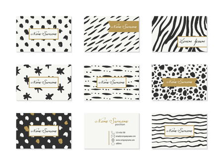 Set of Business Cards with hand drawn elementsのイラスト素材