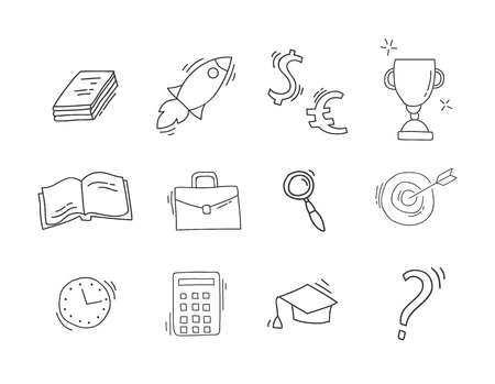 Set of Hand drawn business iconsのイラスト素材