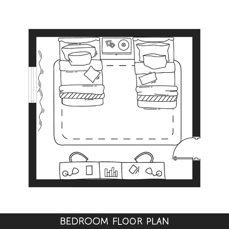 Architectural Plan with furniture in top viewのイラスト素材