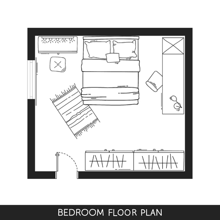 Architectural Plan with furniture in top viewのイラスト素材