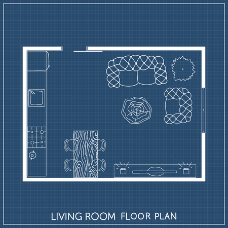 Architectural Plan with furniture in top viewのイラスト素材