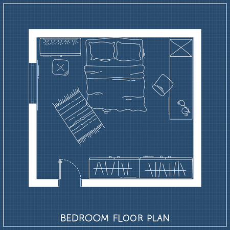 Architectural Plan with furniture in top viewの写真素材