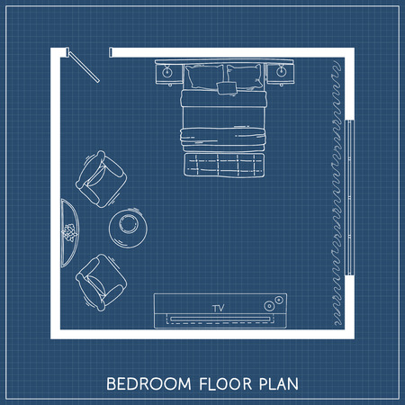 Architectural Plan with furniture in top viewの写真素材