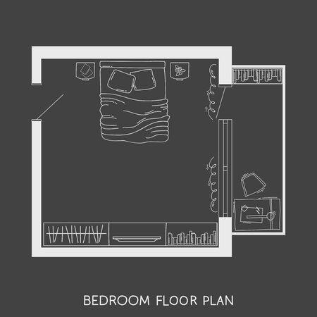 Architectural Plan with furniture in top viewの写真素材