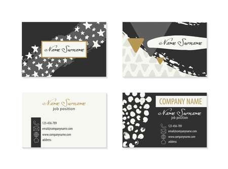 Set of Business Cards with hand drawn elementsのイラスト素材