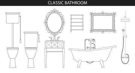 Classic old style furniture for the bathroom.のイラスト素材