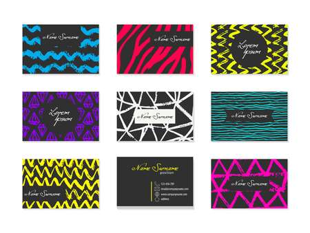 Set of Business Cards with hand drawn elementsのイラスト素材