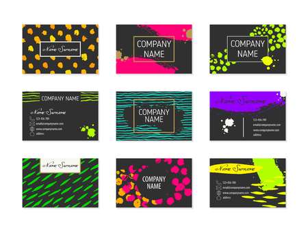 Set of Business Cards with hand drawn elementsのイラスト素材