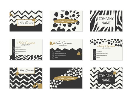 Set of Business Cards with hand drawn elementsのイラスト素材