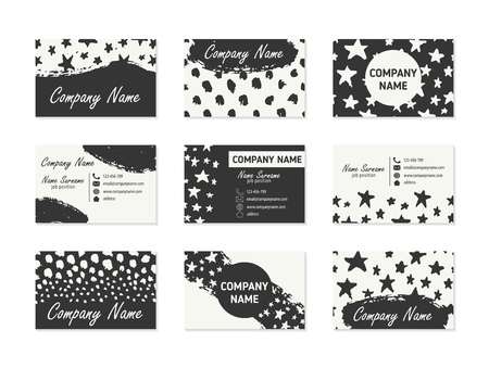 Set of Business Cards with hand drawn elementsのイラスト素材
