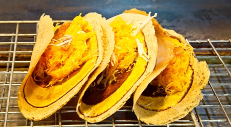 Thai Crispy Pancake a kind of Thai sweetmeatの写真素材