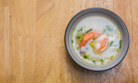 Thai rice soup with shrimp for healthyの写真素材
