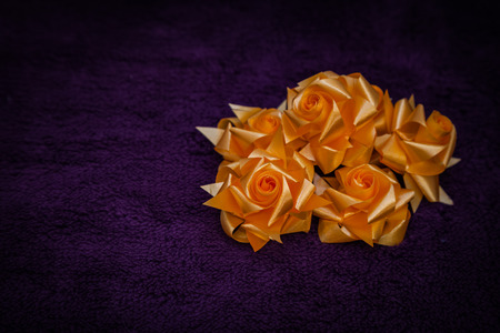 The ribbon on the cloth for backgroundの写真素材