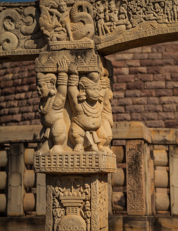 The Great Stupa at Sanchi is the oldest stone structure in India[1] and was originally commissioned by the emperor Ashoka in the 3rd century BCE.のeditorial素材