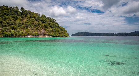 blue sky and rocks on  beach, koh khai Thailandの写真素材