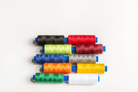 Set of multi-colored threads for sewing 