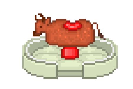 Brown mechanical bull with a saddle, pixel art icon isolated on white background. 8 bit symbol of bucking machine. Old school vintage retro slot machine/video game graphics.のイラスト素材