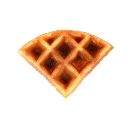 Round ruddy waffle isolated on white backgroundの写真素材