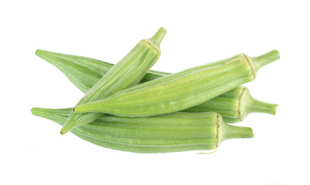 okra isolated on the white backgroud.の写真素材