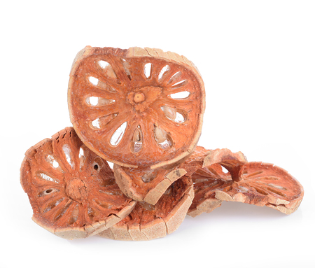 Dried quince isolated on white backgroundの写真素材