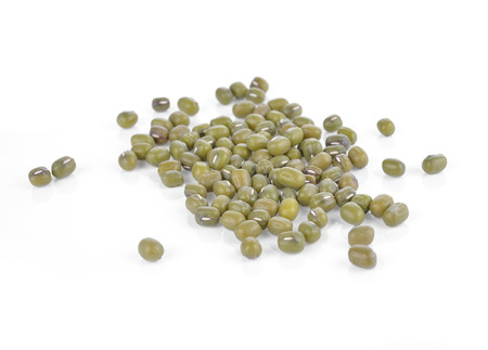 Mung beans isolated on white backgroundの写真素材