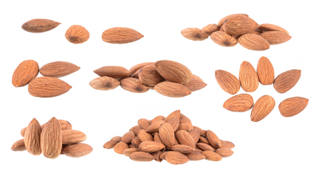 Almonds isolated on whiteの写真素材