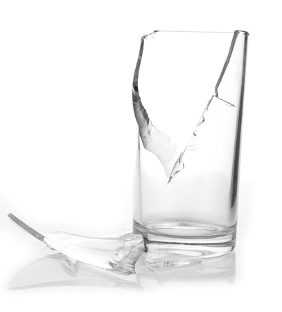 Broken glass on whiteの写真素材