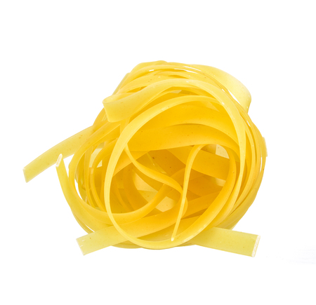 row dry nest pasta on whiteの写真素材