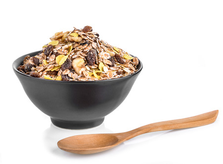Breakfast Muesli isolated on white.の写真素材