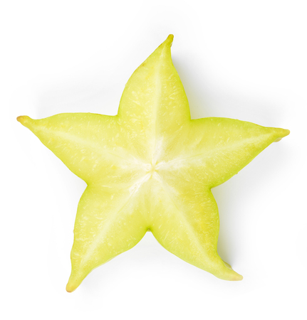 carambola, star fruit isolated on white backgroundの写真素材