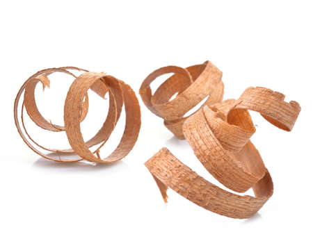 Wood shavings isolated on white background