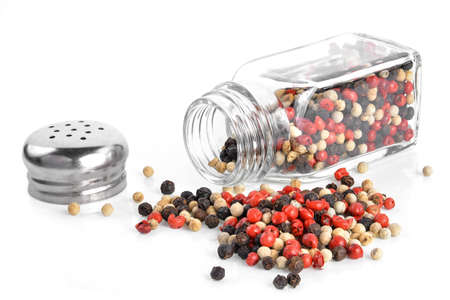 Mix from  kinds of pepper isolated on whiteの写真素材