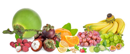 Mixed fruits isolated on a white backgroundの写真素材