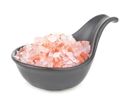 Pink Himalayan salt  isolated on white background.の写真素材